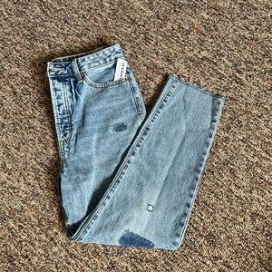 OLD NAVY HIGH-WAISTED BUTTON-FLY O.G. STRAIGHT RIPPED NON-STRETCH JEANS